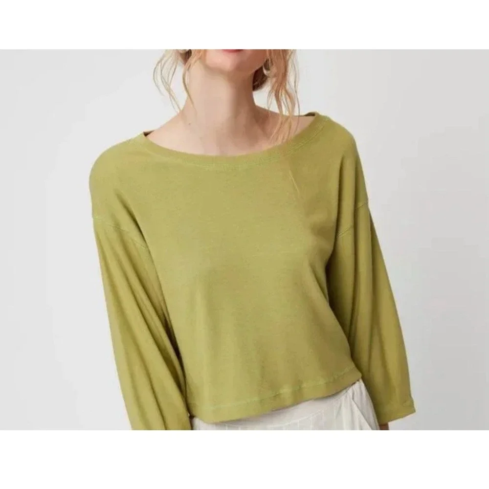 Aritzia Wilfred Women Gabie Long Sleeve Tshirt Lime Green Size M